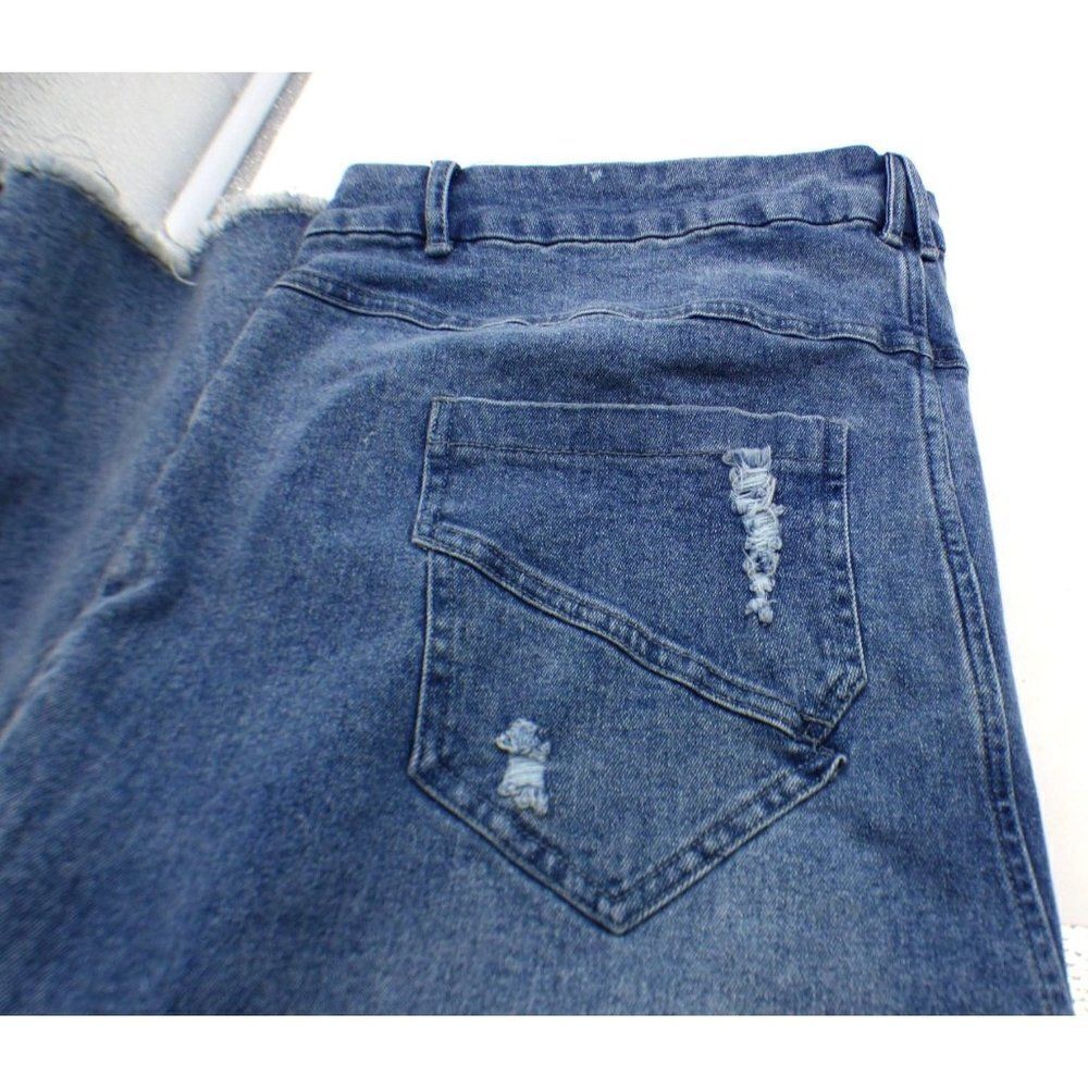 Nina Parker Trendy Plus Size Button-Fly Distressed Boyfriend Jeans, 18W - Picture 12 of 12